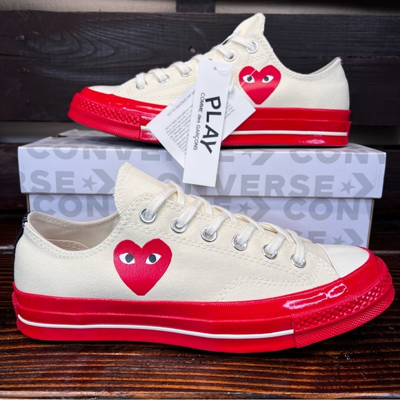 Converse Shoes - NWT Comme Des Garcons Play x Converse Chuck 70 Low Shoes Pristine Red / Egret